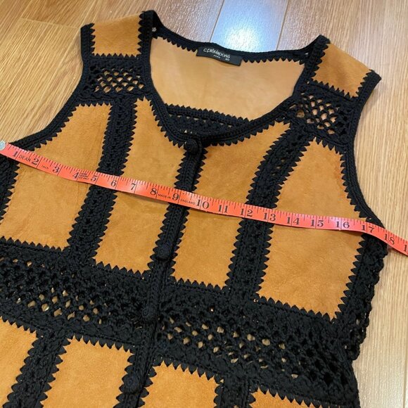 Vintage Prêt-à-Porté Paris Genuine Suede Wool Knit Vest - M - Picture 8 of 10